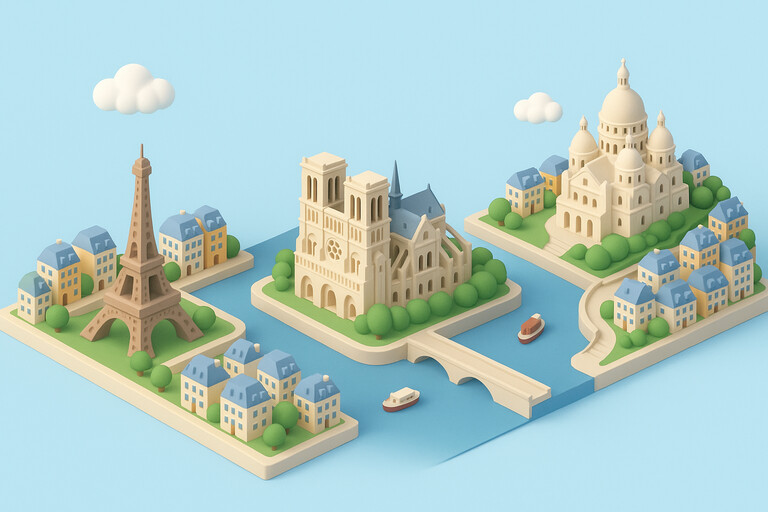 Isometric 3d miniature of Paris